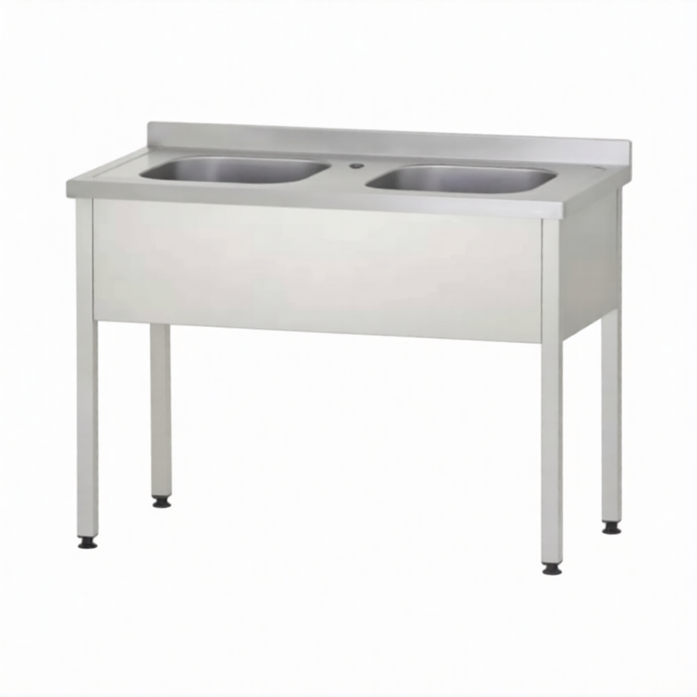 Ванна моечная ВМЦп 860х1000х700  2 м/о 250х400х500, борт, отв. д/смесит.