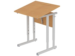 Стол с наклоном столешницы 0-35° школьный 1-местный 5-7 г/р регулируемый (бук, м/к серый, плоскоовальная труба)