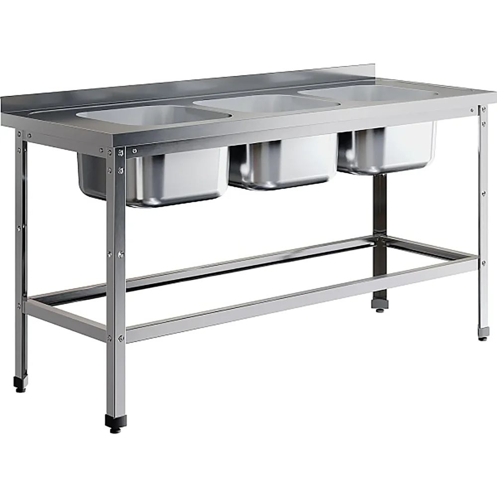 Ванна моечная трехсекционная цельнотянутая с бортом ВМЦ-3/18/7-БО-ЭН