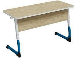 Стол 2-местный школьный 3-5 г/р "Альтер" регулируемый (дуб "Бардолино", м/к белый/синий)