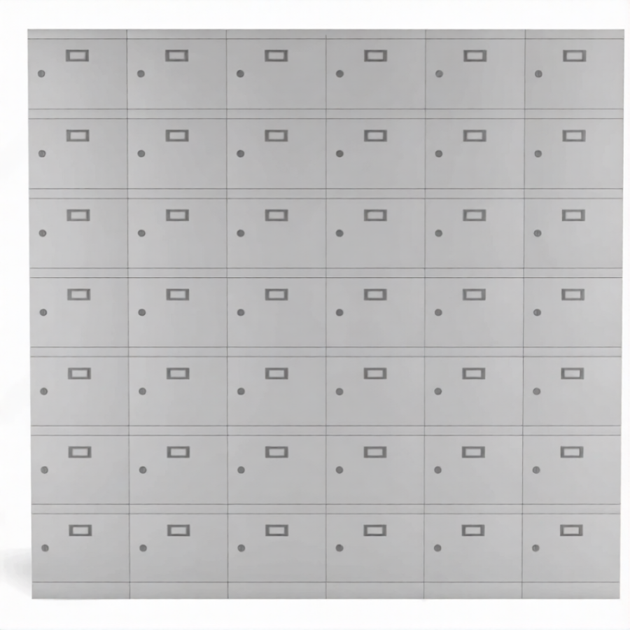 Шкаф для касок 42 ячейки (6 секций по 7 ячеек)