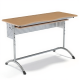 Двухместная школьная парта с крючками, полкой и перфорированным экраном П2 - Base-ПП-3-7