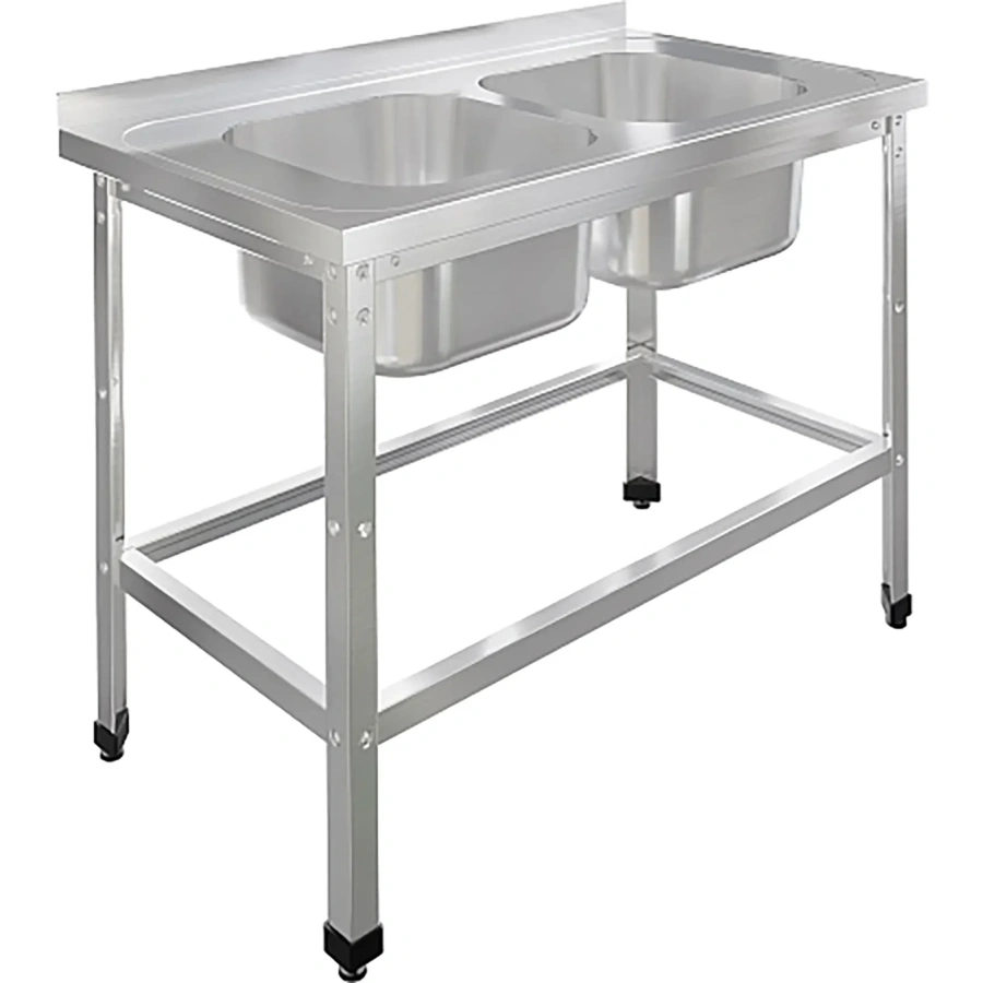 Ванна моечная двухсекционная цельнотянутая с бортом ВМЦ-2/10/6-БО-ЭЦ