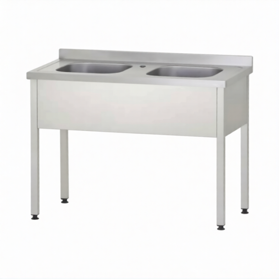 Ванна моечная ВМЦп 860х1200х700  2 м/о 250х400х500, борт, отв. д/смесит.