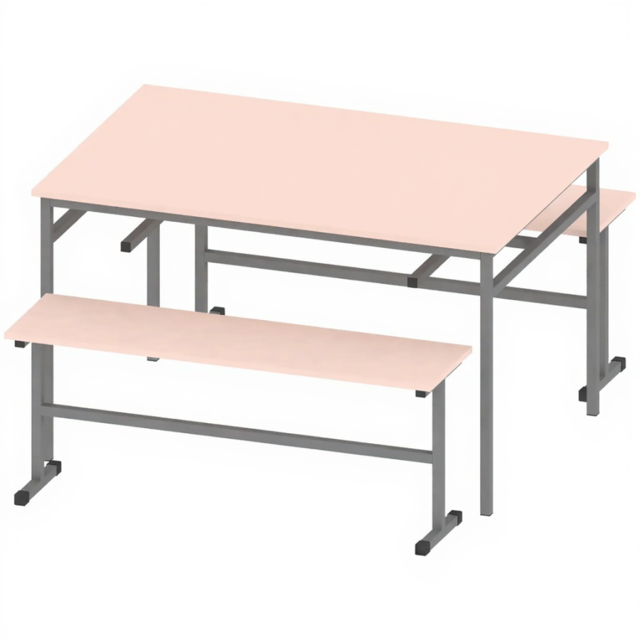 Стол обеденный с 2-мя скамейками МСТ-ШК-1, Розовый