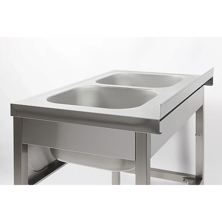 Ванна моечная двухсекционная цельнотянутая с бортом ВМЦ-2/12/7-Б